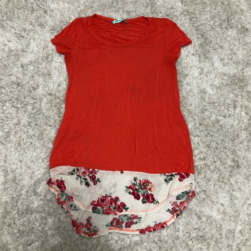 Coral floral shirt